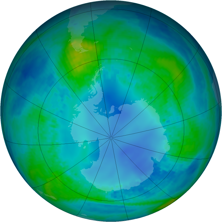 Antarctic ozone map for 01 May 2002